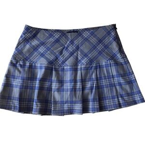 Limited Too Blue and Gray Plaid Pleated Mini Skirt Sz 12.5